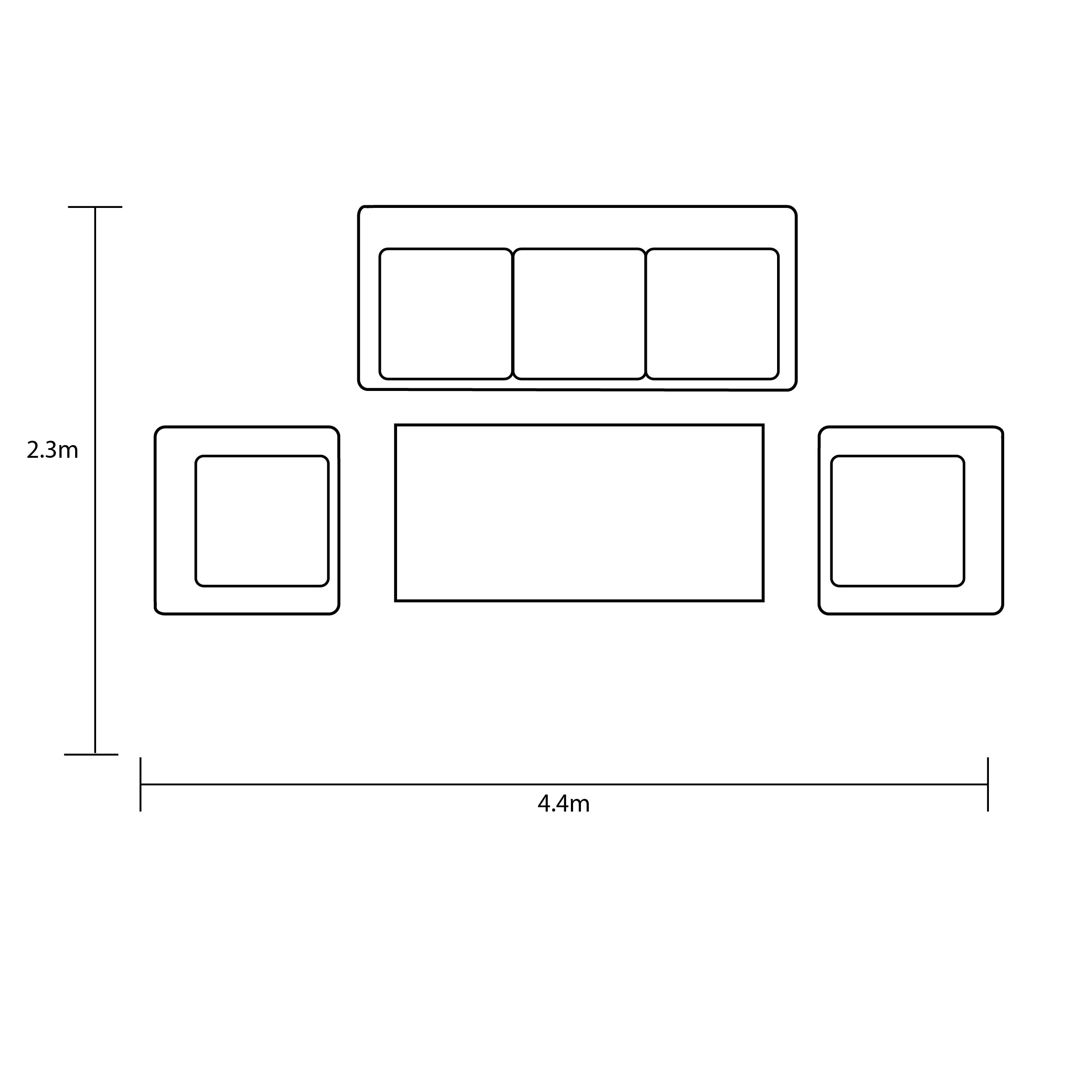 Siesta 3 Seat Lounge Set footprint